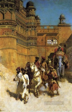 El Maharahaj de Gwalior ante su palacio Indio egipcio persa Edwin Lord Weeks Pinturas al óleo
